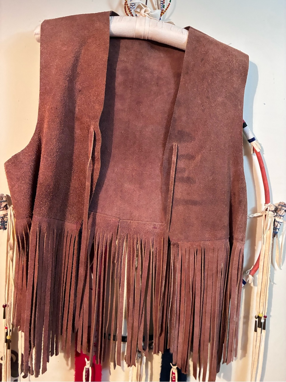 Handmade vintage Suede Fringe Vest - Brown